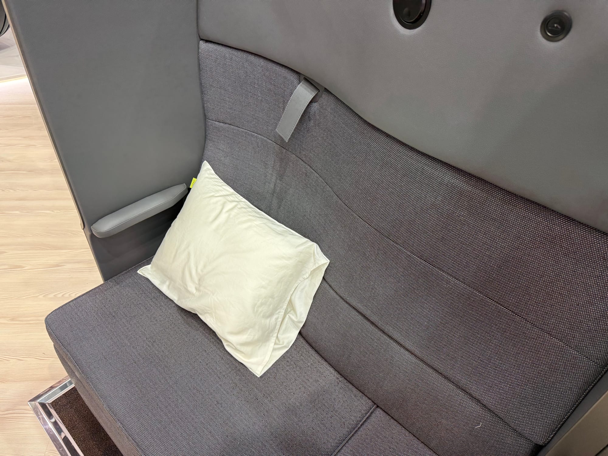 Closeup on the 3D sculpted seatback.