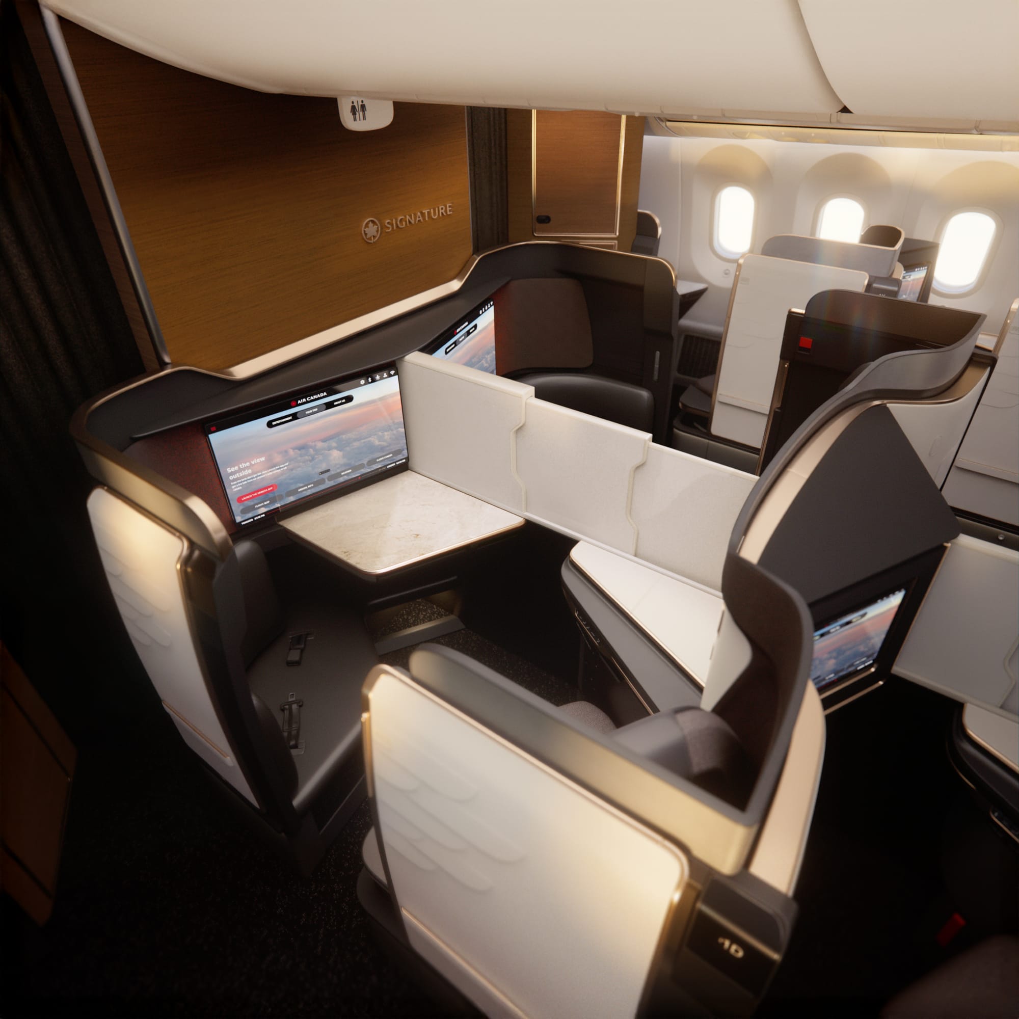 The centre Signature Plus Suites at the front of the 787-10, all four of them, viewed from above