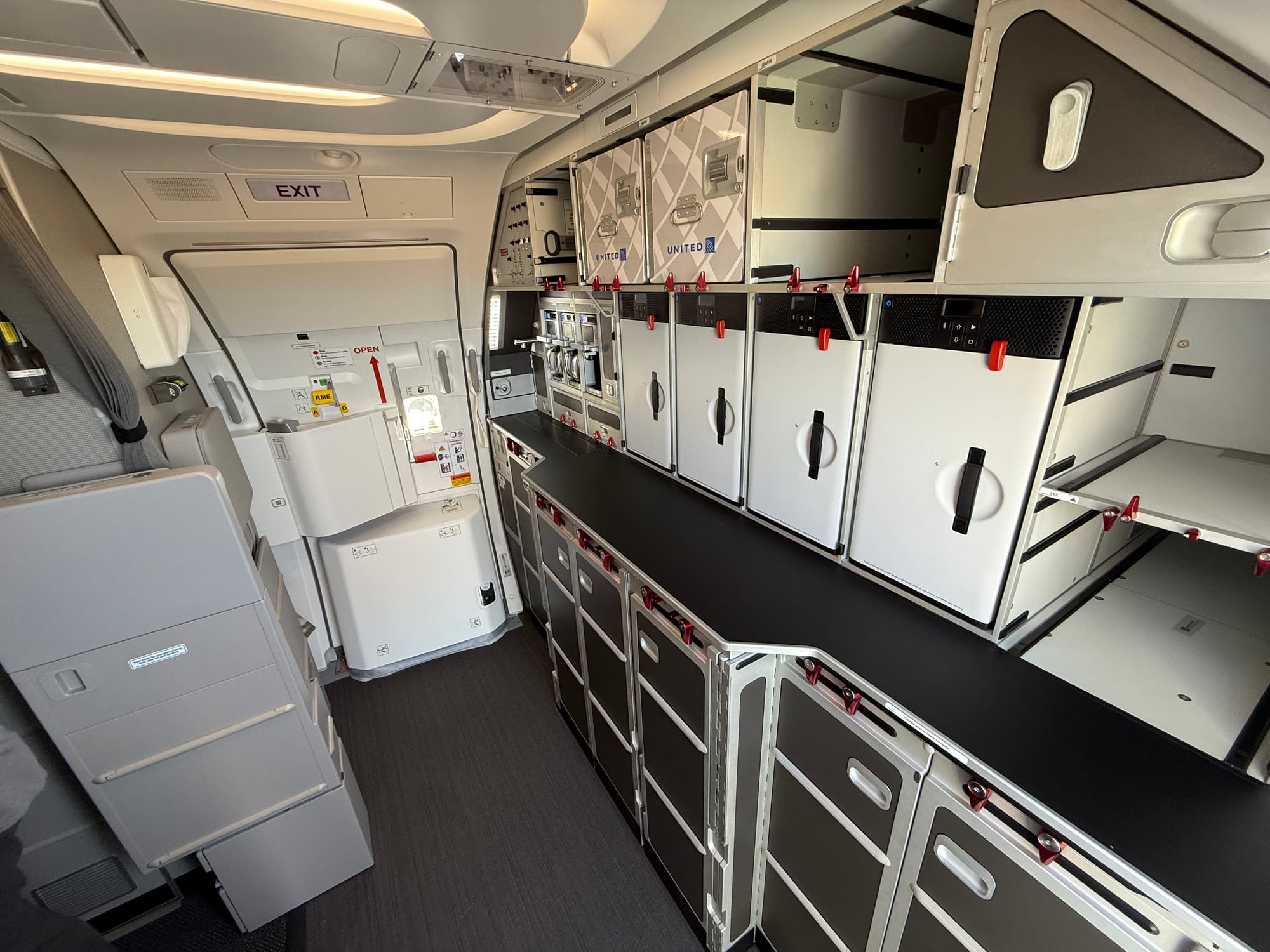 A320 family rear galley with bumpout on the work surface, as before.
