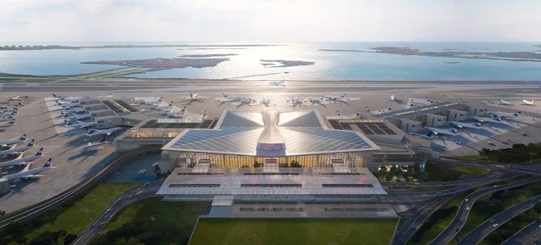 r of JFK new T1, with two main wings coming off a large terminal.