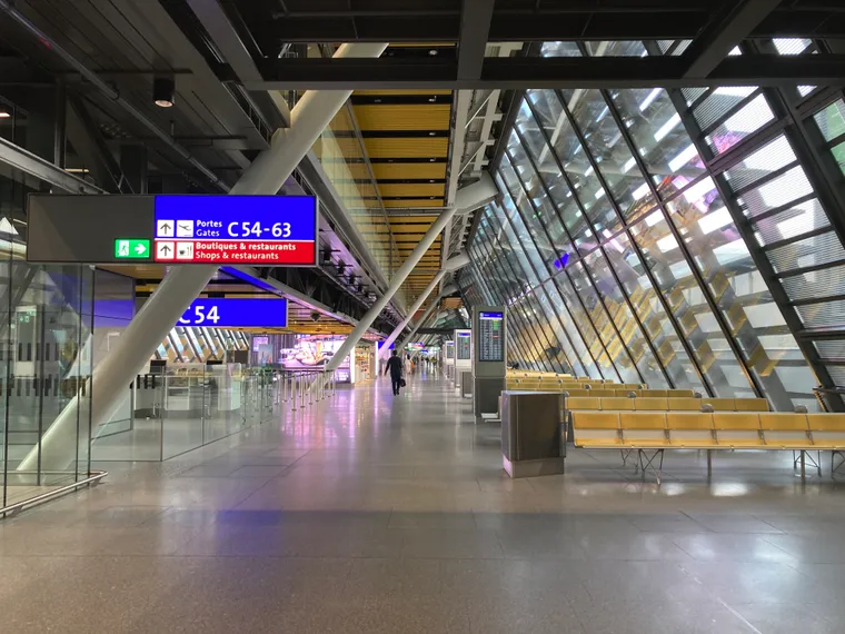 Part of the Aile Est pier of Terminal 1 at Geneva Airport June 2023